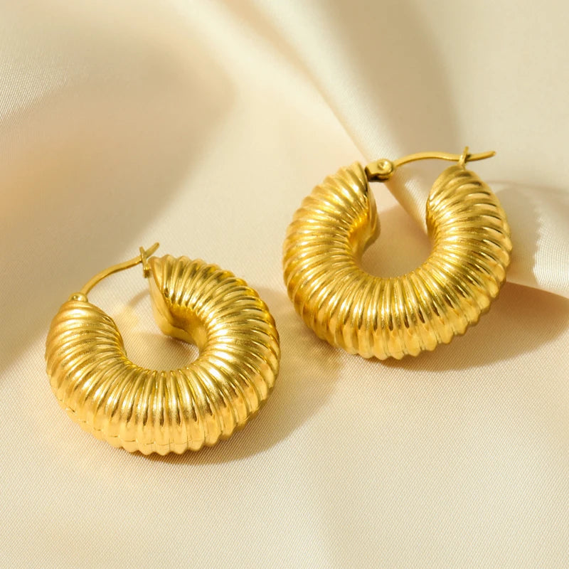 Stainless Steel Round Glossy Circle Hoop Earring