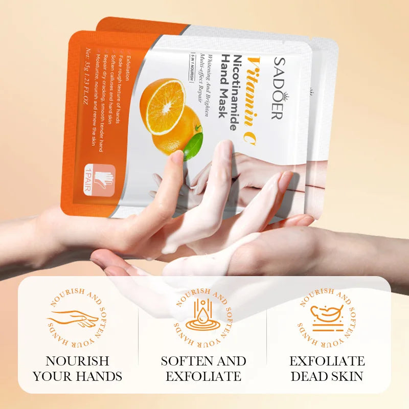 6 PairsFruit Hand Mask Vitamin C and  Moisturizing