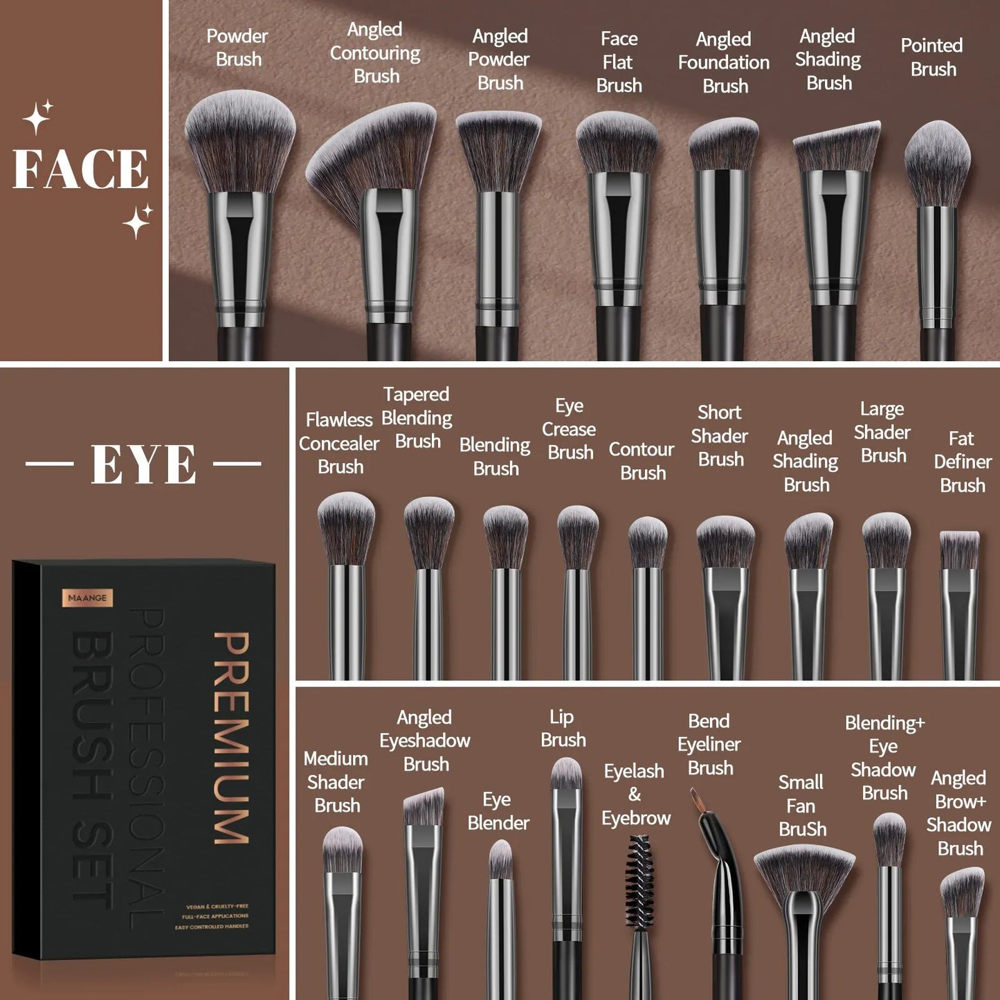 Gift Box 25 Pieces Makeup Brushes