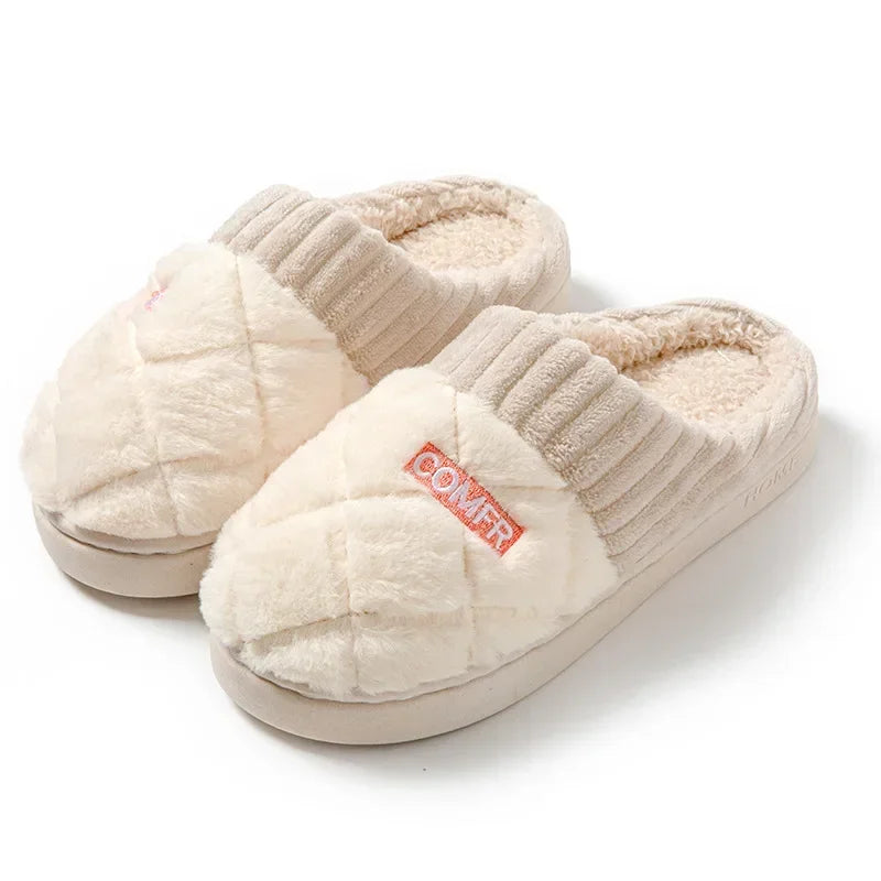 Winter Short Plush Warm  Cotton Slippers