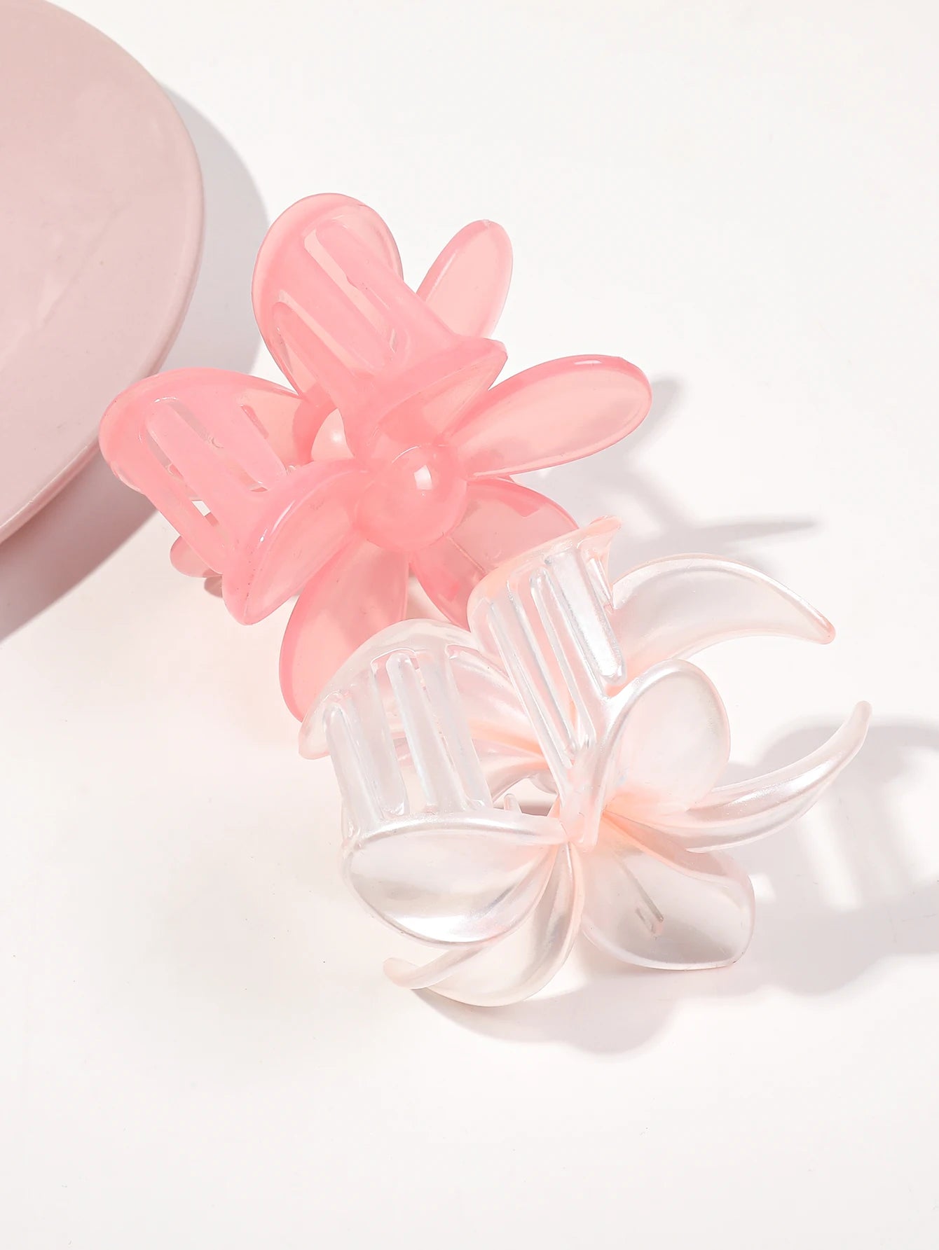 4Pcs 3Inch Pink Flower Claw Clips