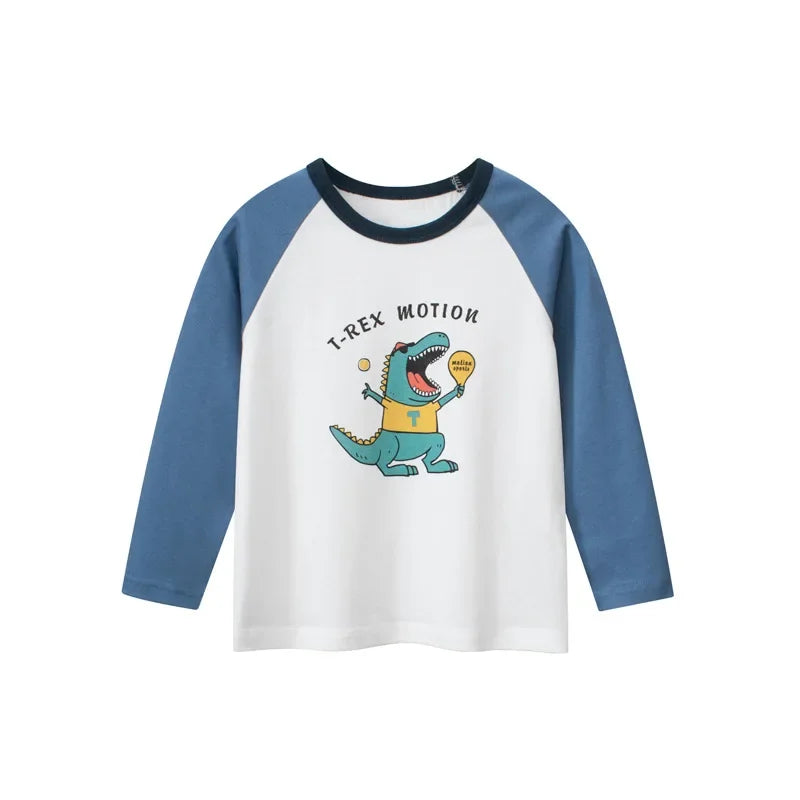 Cartoon Dinosaur Boys Basic Shirt