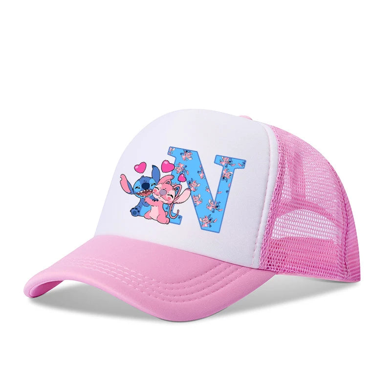 Stitch Disney Boys Girls Baseball Caps Letters A-Z