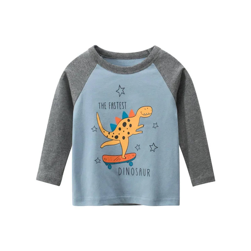 Cartoon Dinosaur Boys Basic Shirt