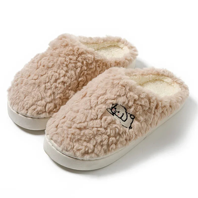 Winter Plush Warm Women Cotton Slippers