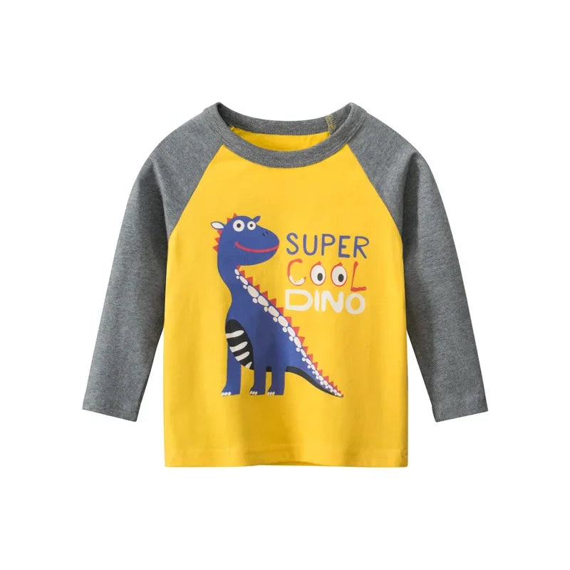 Cartoon Dinosaur Boys Basic Shirt