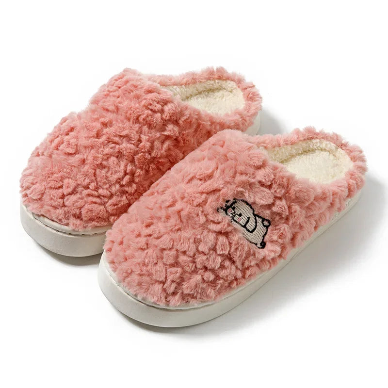 Winter Plush Warm Women Cotton Slippers