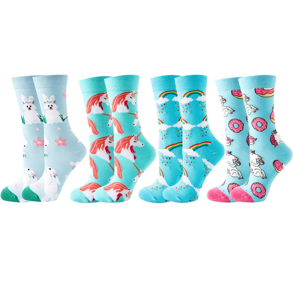 4 Pairs New Fashion Colorful Funny  Socks