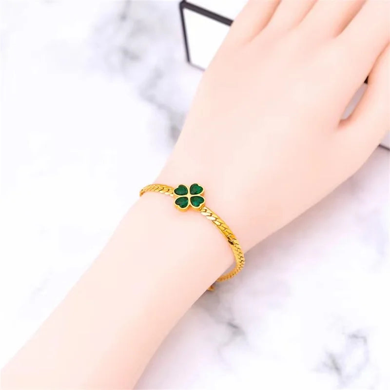 Stainless Steel Butterfly Tree Clover Zircon Bracelet