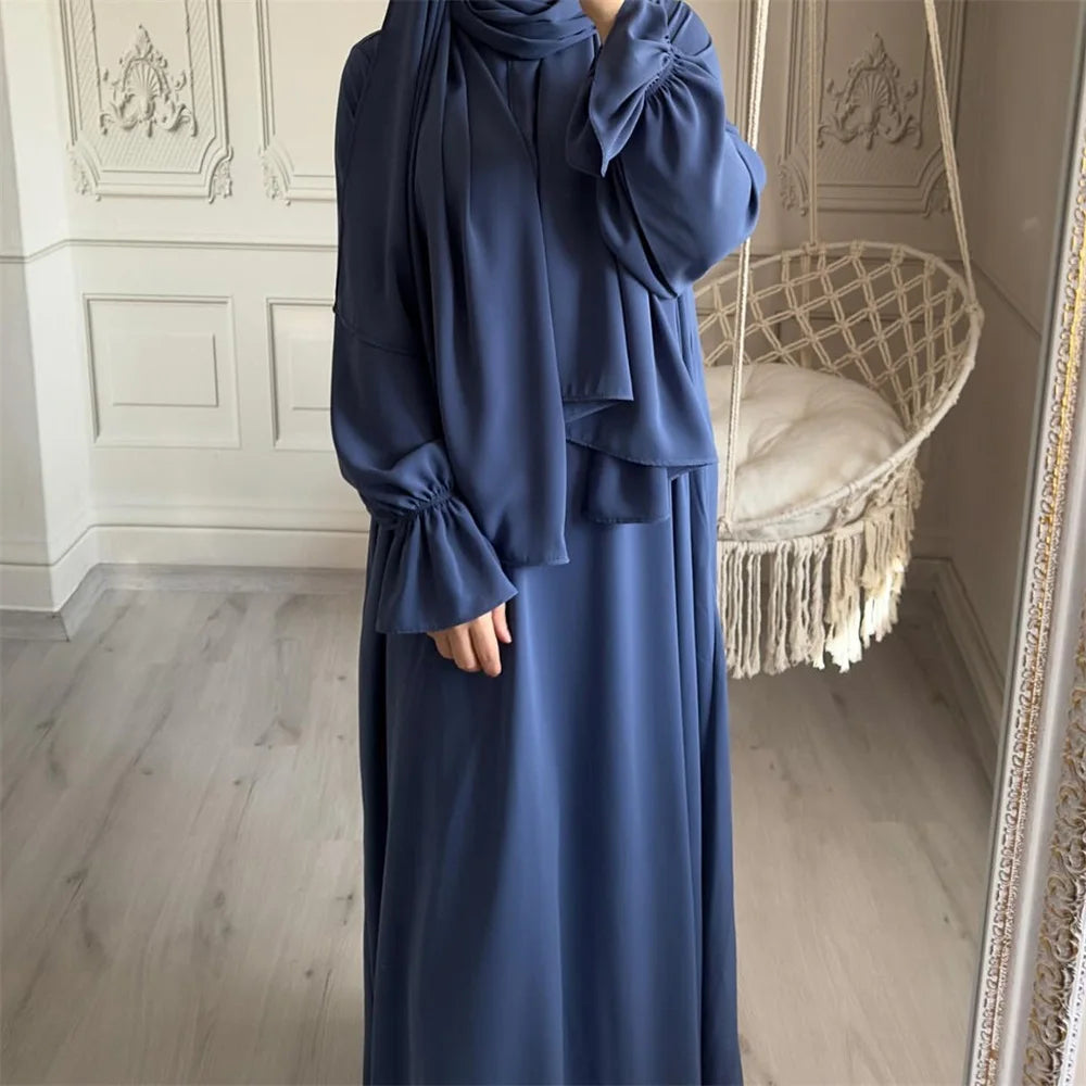 Dubai Dresses With Headscarf Flare Sleeve