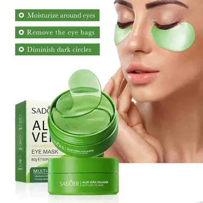 60pcs  Aloe Vera Collagen Eye Mask Anti Dark Circles Eyes Bags