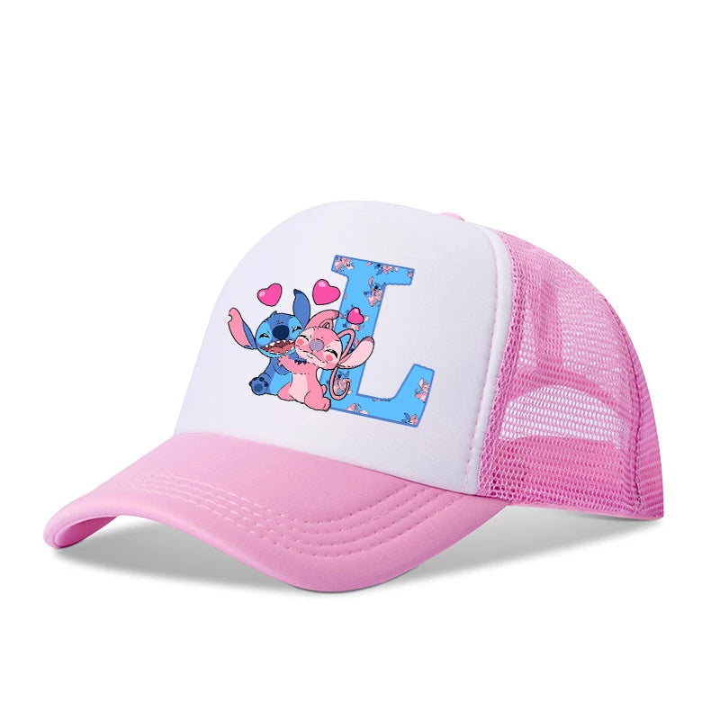 Stitch Disney Boys Girls Baseball Caps Letters A-Z