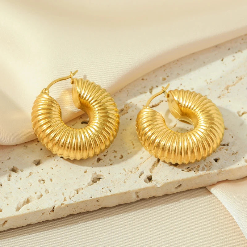 Stainless Steel Round Glossy Circle Hoop Earring