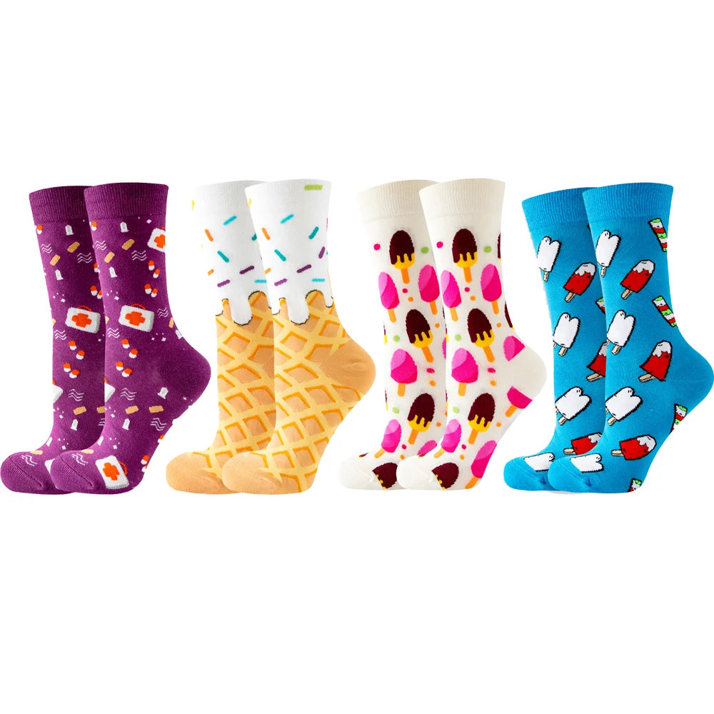 4 Pairs New Fashion Colorful Funny  Socks