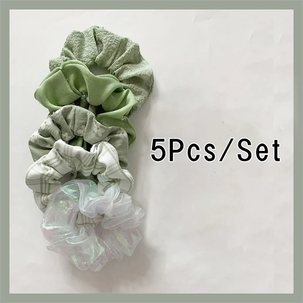 5 Pcs/Set Hair Scrunchies Hair Rope Ties Elastic