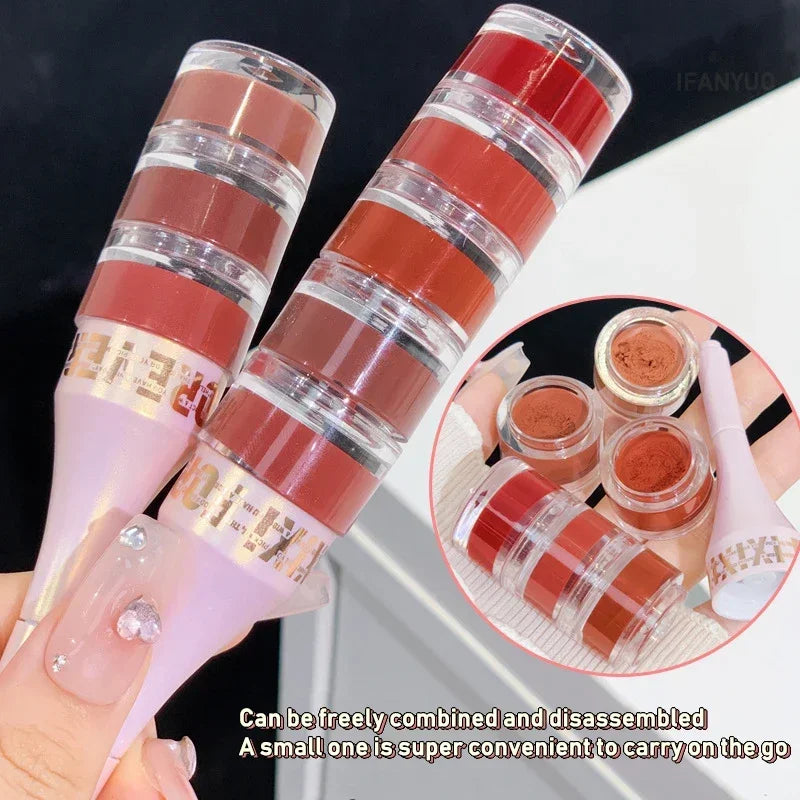 3 in 1 Lipstick with Lip Brush Three Layer