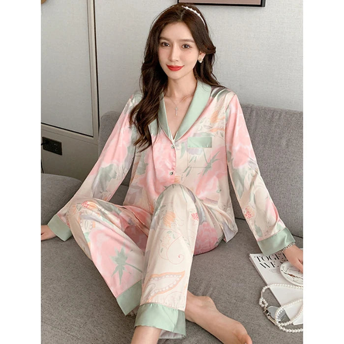 Ice Silk 2 Pieces Pajamas