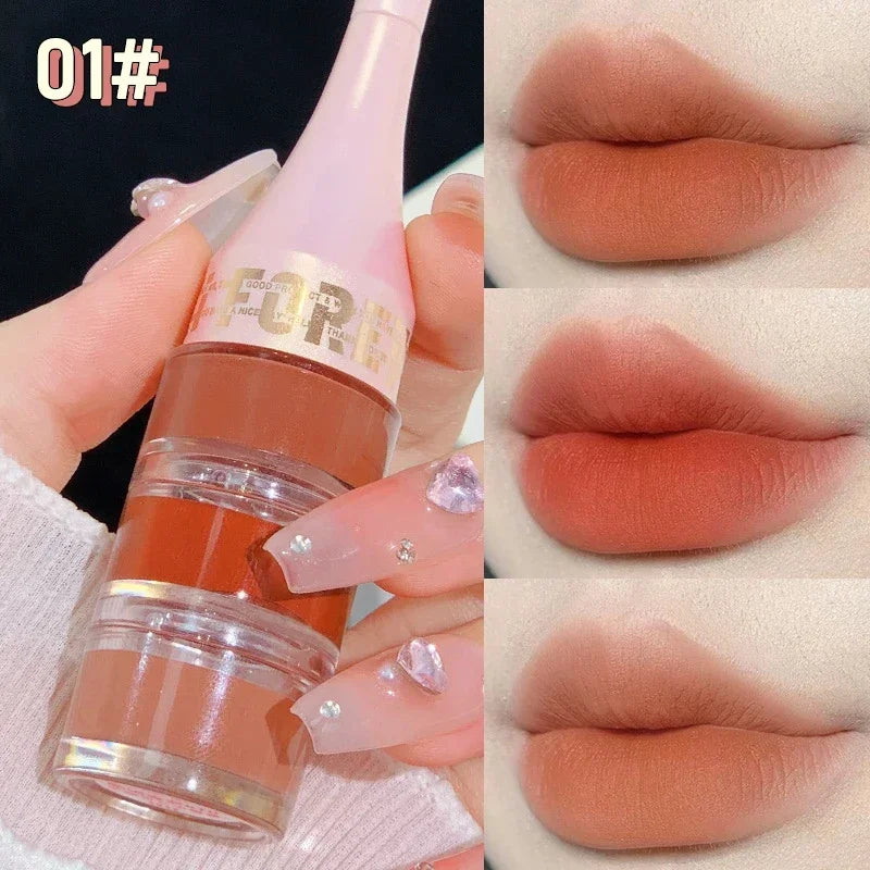 3 in 1 Lipstick with Lip Brush Three Layer