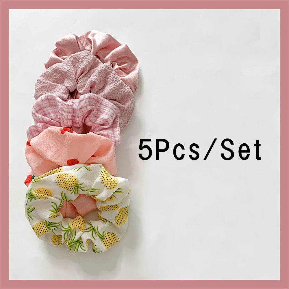 5 Pcs/Set Hair Scrunchies Hair Rope Ties Elastic