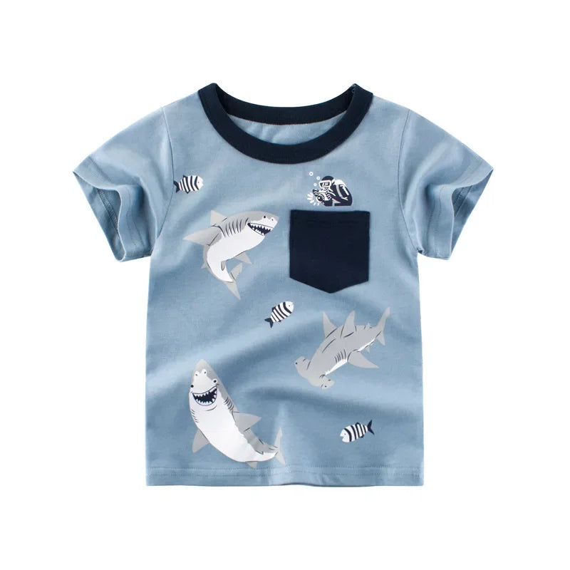 Kids 3D Shark T-Shirt  Short Sleeve