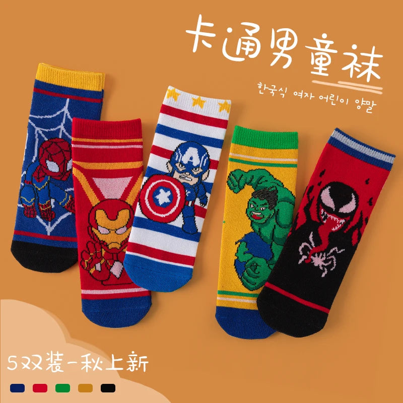 5 Pairs Children Socks Cartoon