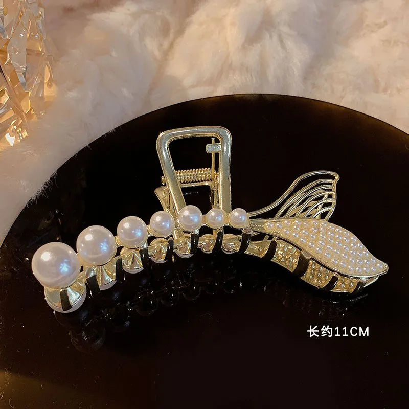 Metal Gold Pearl Hair Clips