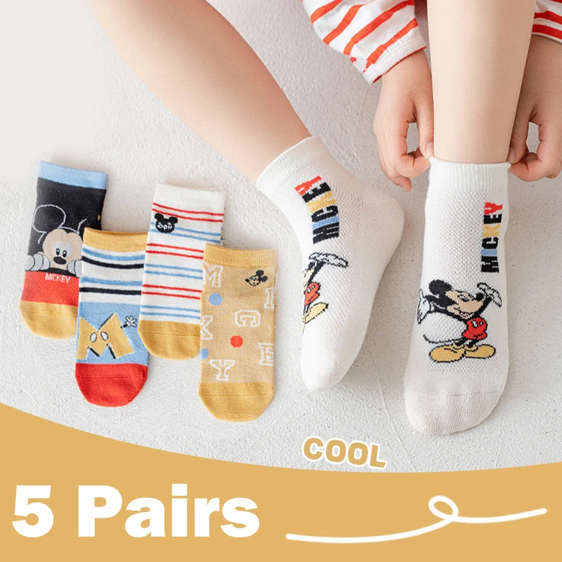 5 Pairs Children Socks Spiderman Anime Kids