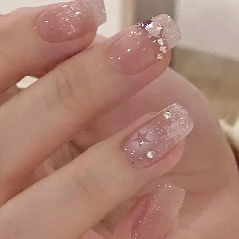 24Pcs Pearl Fake Nails