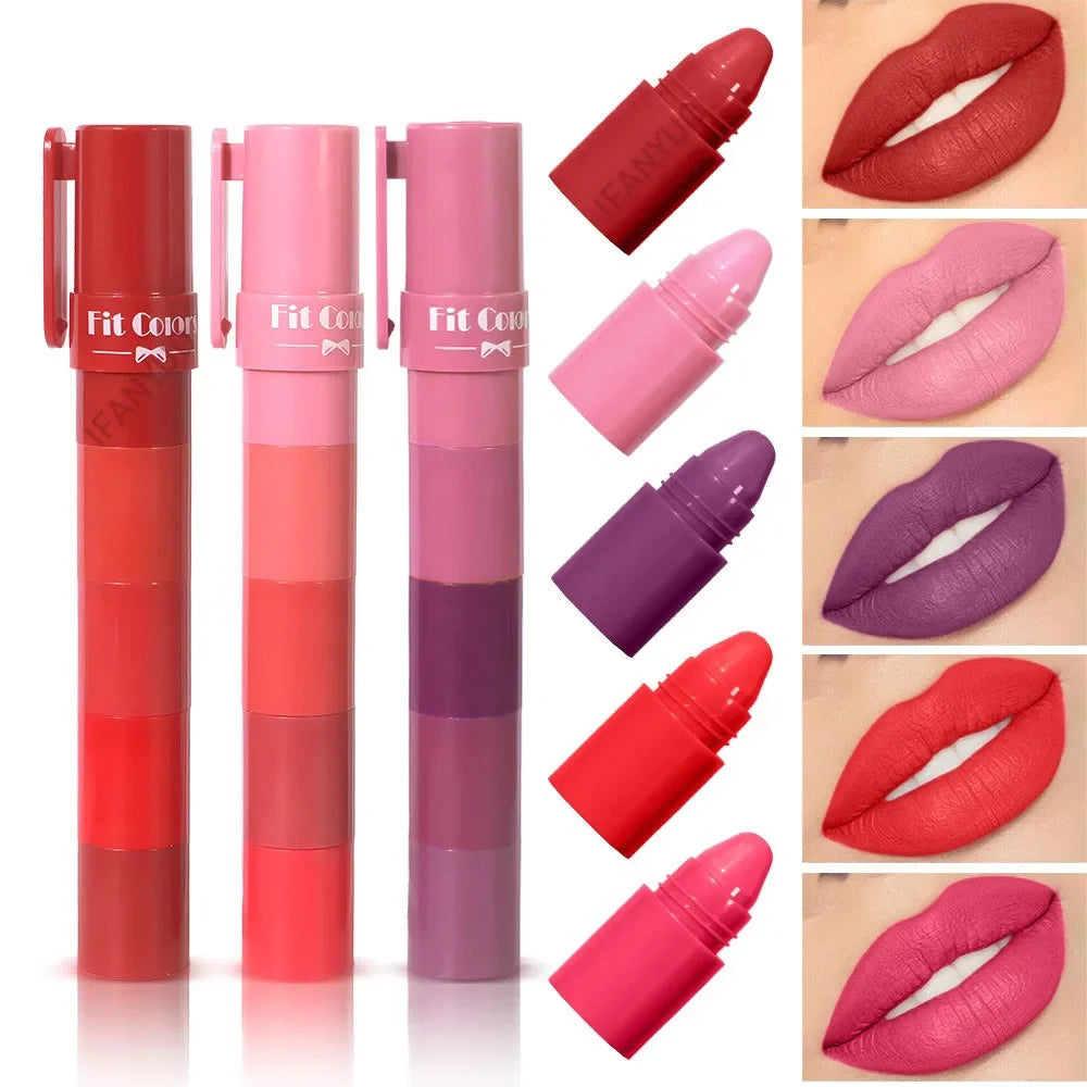 5 in 1 Matte Lipstick Pencil Kit Combo Velvet