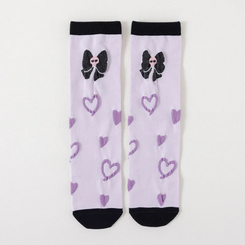 Girls Cute Sanrioed Kuromi Purple Knee Long Socks