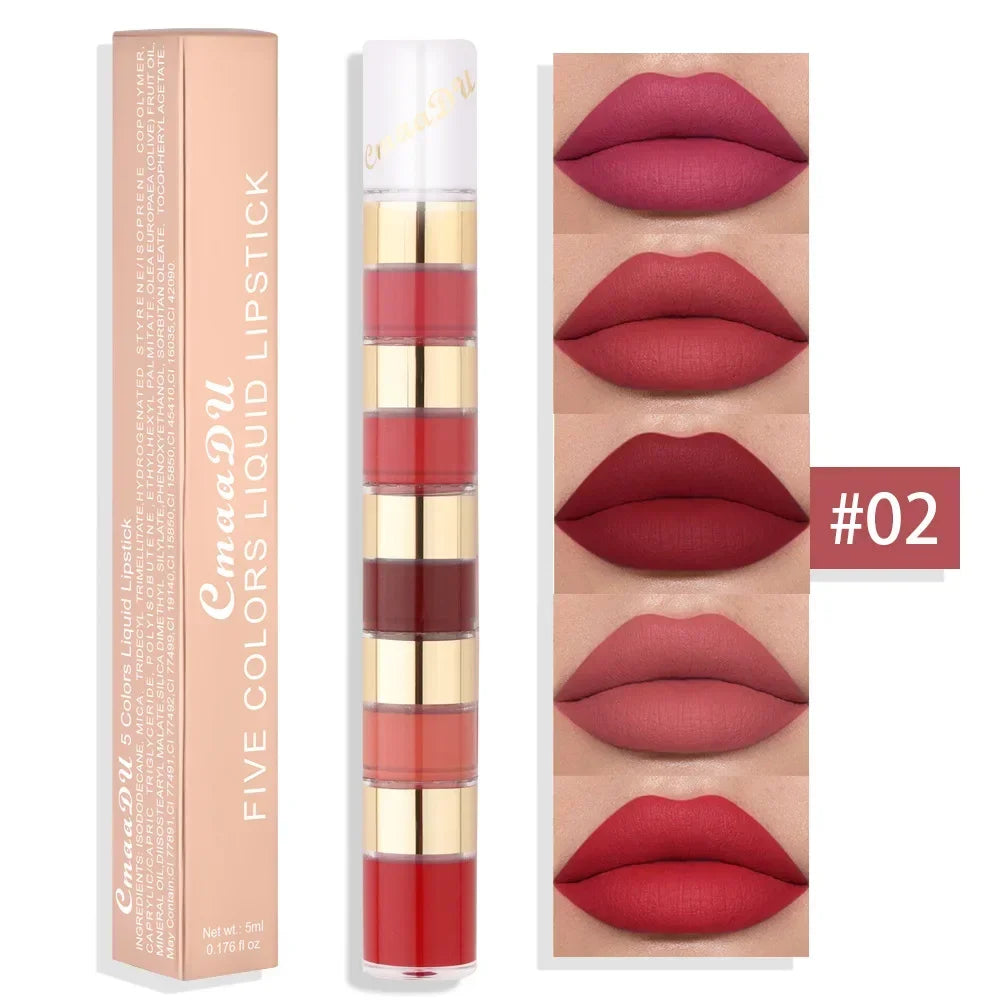 3 in 1 Lipstick with Lip Brush Three Layer