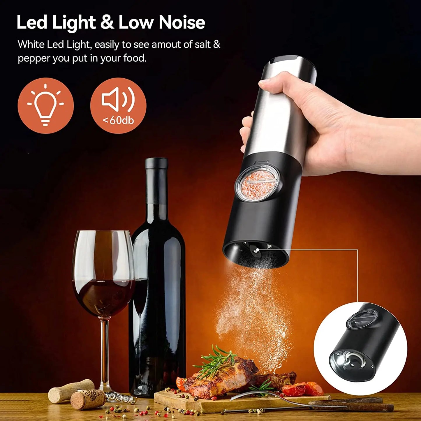 USB Rechargeable Electric Salt Pepper Grinder