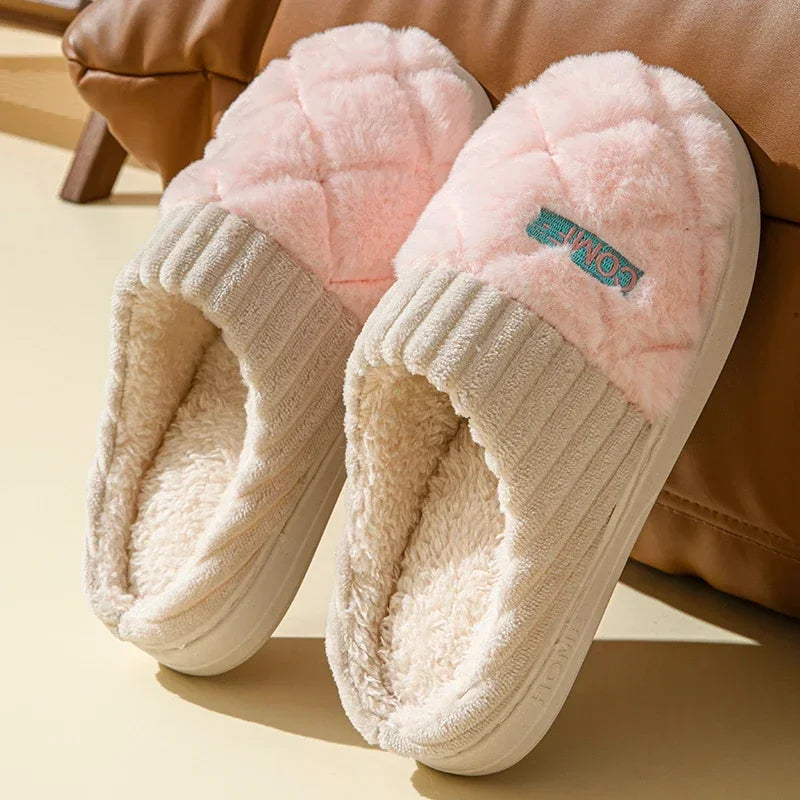 Winter Short Plush Warm  Cotton Slippers