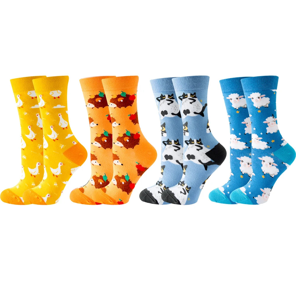 4 Pairs New Fashion Colorful Funny  Socks