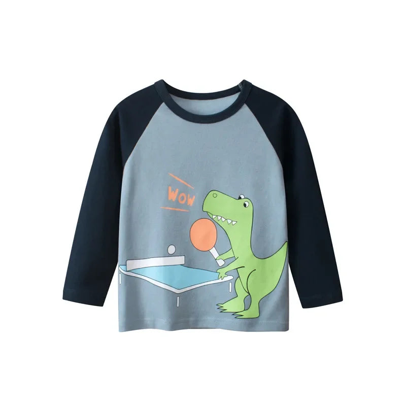 Cartoon Dinosaur Boys Basic Shirt