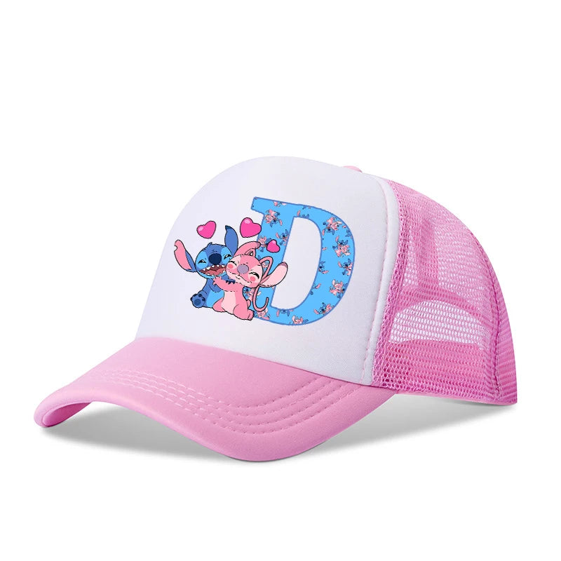 Stitch Disney Boys Girls Baseball Caps Letters A-Z