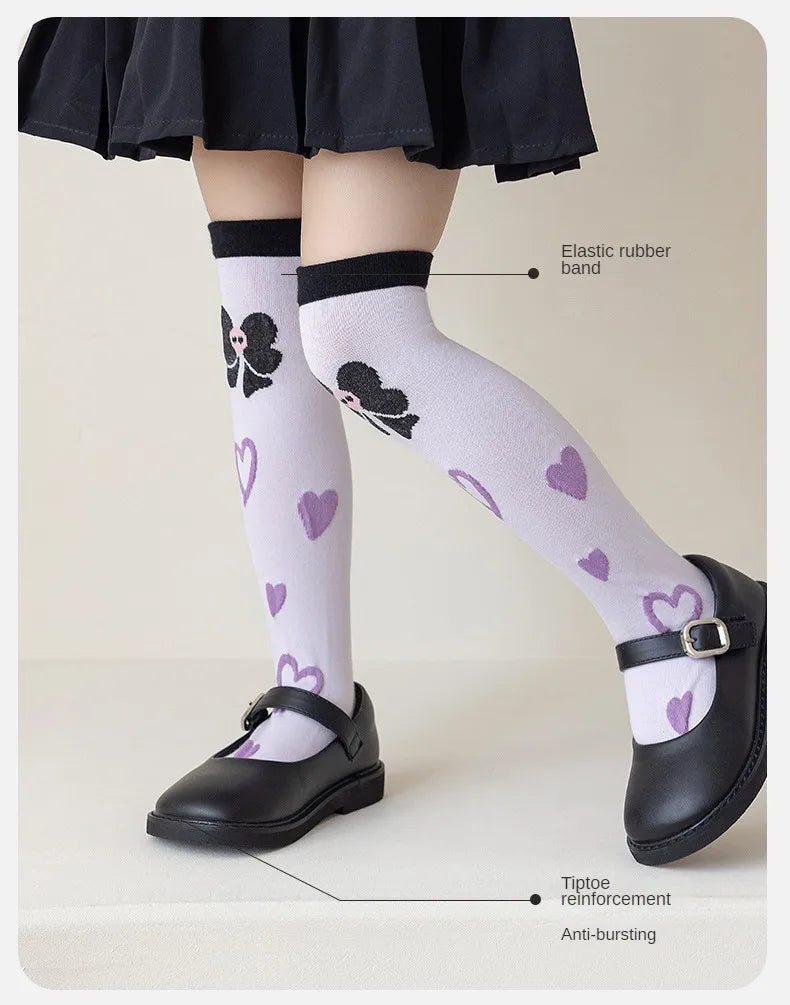 Girls Cute Sanrioed Kuromi Purple Knee Long Socks