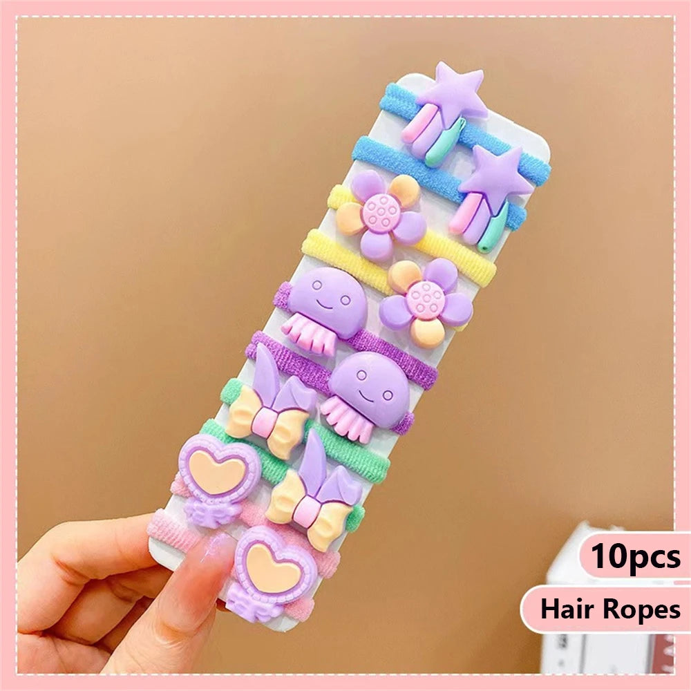 10Pcs/Set Cute Cartoon Children's Hair Ropes Princess