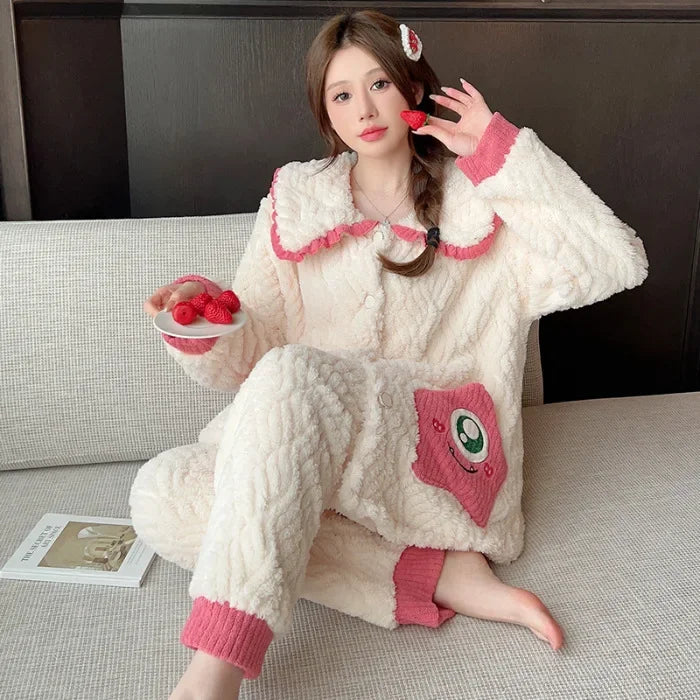 Plus Size Winter Plush Pajama Set