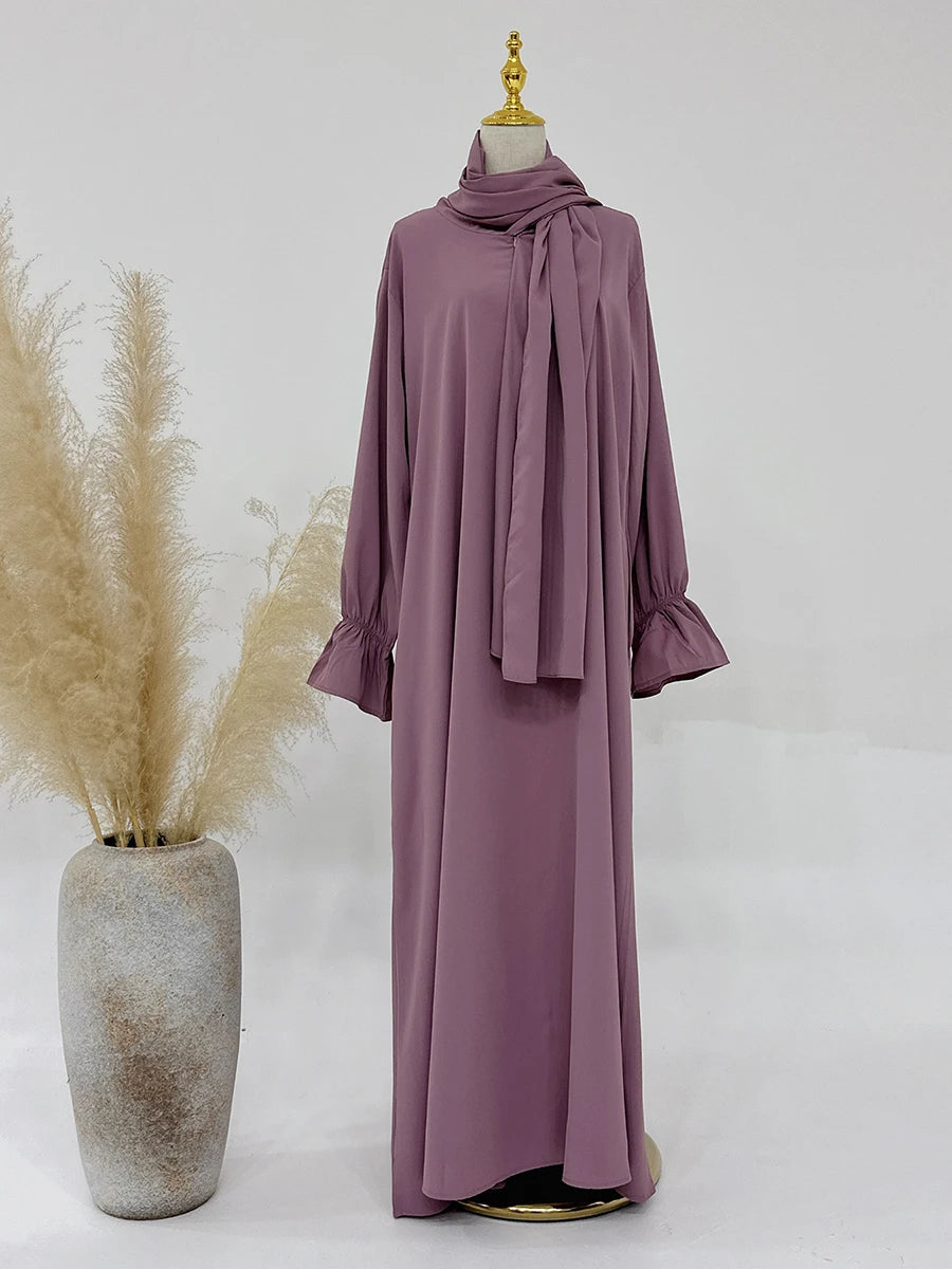 Dubai Dresses With Headscarf Flare Sleeve