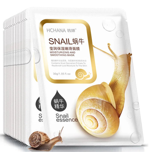 10pcs Snail Moisturizing Face Mask Replenishment Oil Control