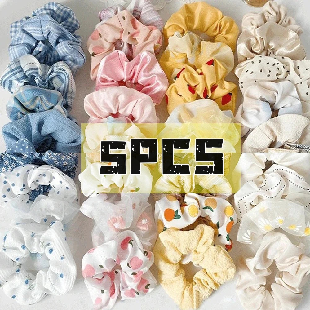 5 Pcs/Set Hair Scrunchies Hair Rope Ties Elastic